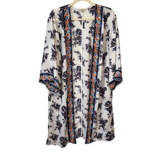 Lily White Floral Kimono Robe L/XL - Lightweight & Comfortable